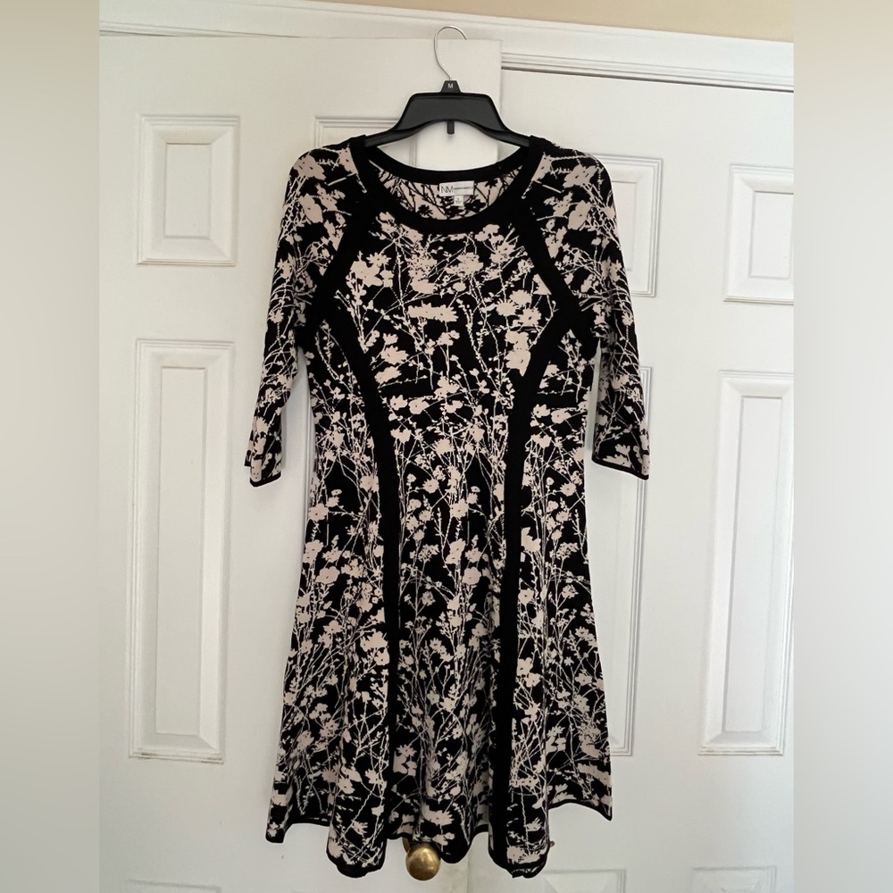 Neiman Marcus Black & Cream Sweater Dress